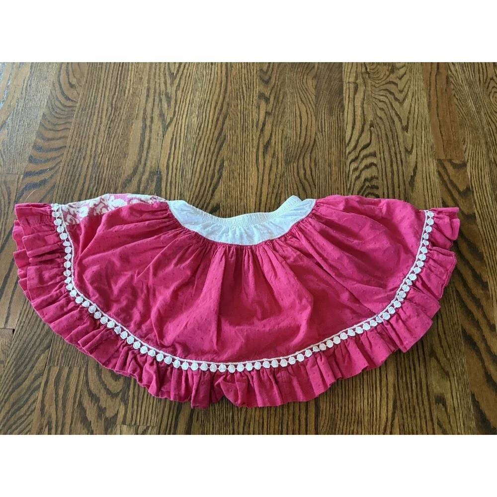 Persnickety Pink Cotton‎ Linen Garden Party Reversible Skirt Size 7 Panel Boho